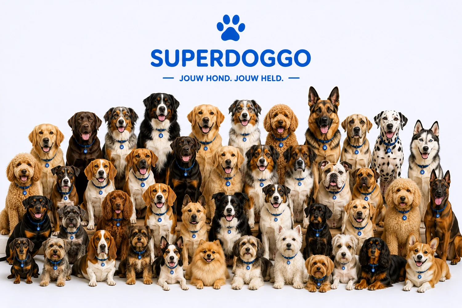 SuperDoggo — jouw hond, jouw held. Alle hondenrassen samen.